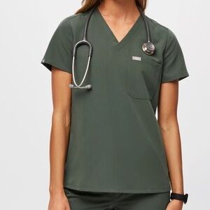 Figs Moss Catarina Scrub Top XS